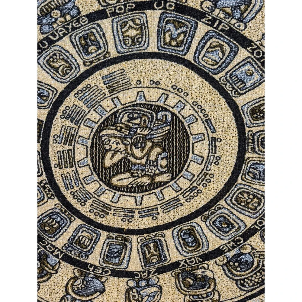 Mayan Calendar Blanket La Paz Woven Tapestry Queen Comforter Mexico Acrylic